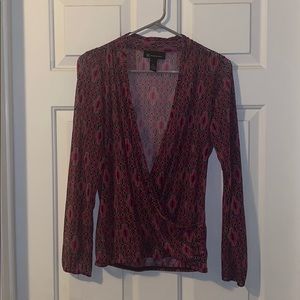 INC See-Through Deep V Blouse Size Medium